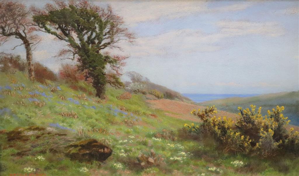 Arthur Hughes (1832-1915) A Flowery Corner 9 x 14.75in.